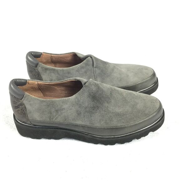Donald J Pliner Carly Loafers Calf Leather Gray Asphalt Slip On Shoes - Picture 1 of 9
